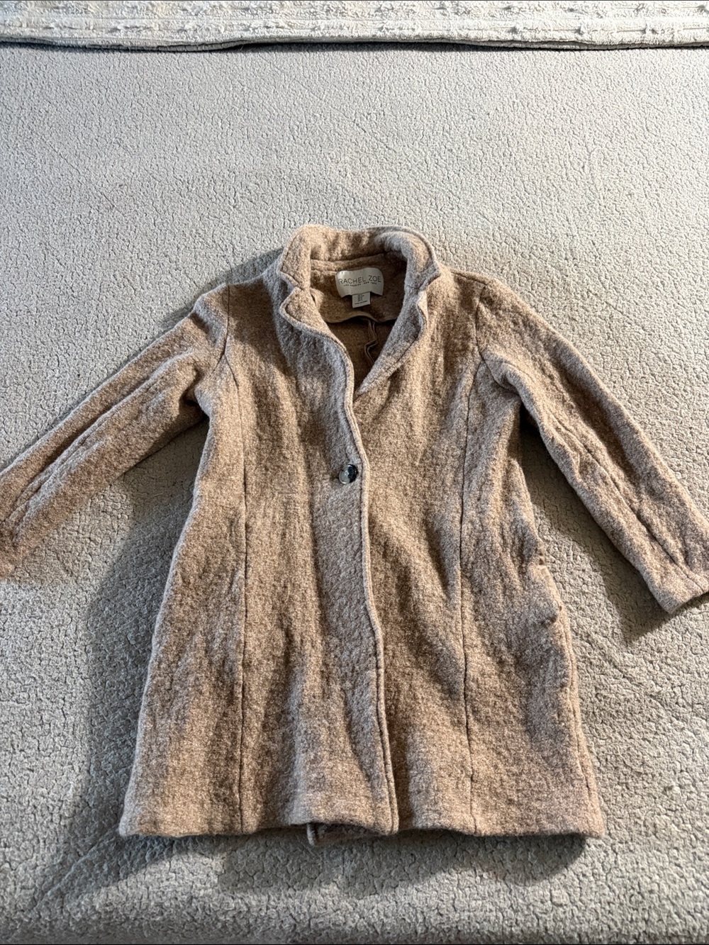Rachel Zoe Taupe Wool-Blend Single-Button Trench Coat Small